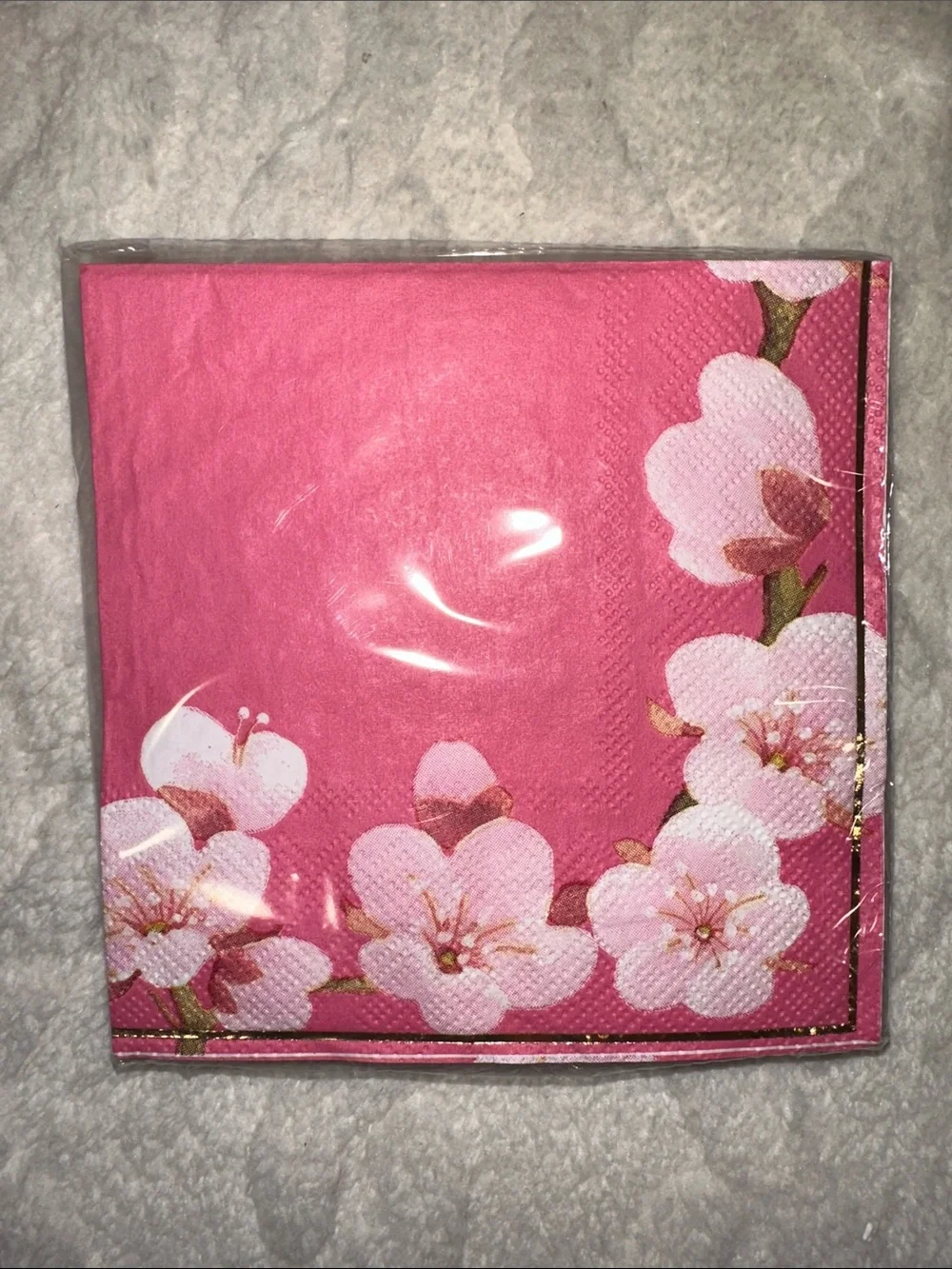 Design Pink Green Cherry Blossoms Floral Guest Towel Beverage Napkins x 4 packs